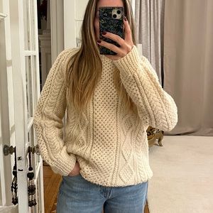 John Molloy Wool Fisherman Cable Knit Sweater